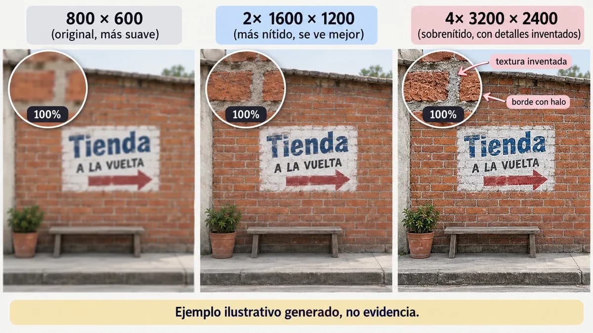 Comparación ilustrativa entre una imagen original y su reescalado 2x con IA