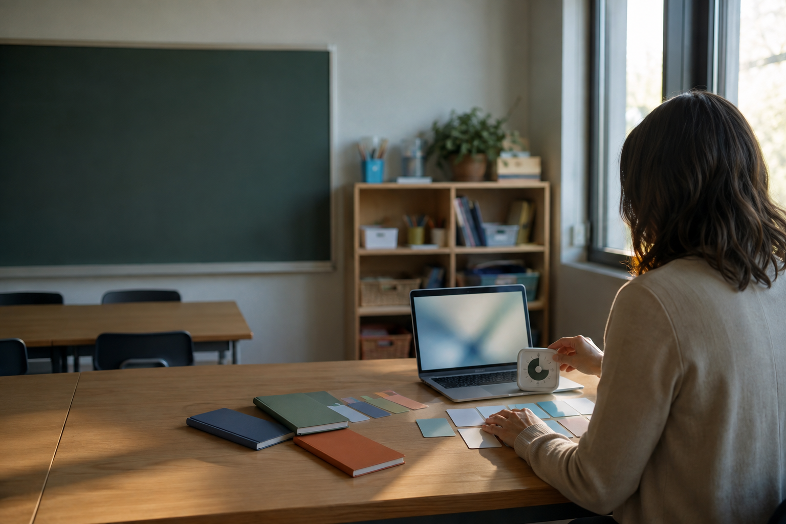Docente usando IA para preparar clases y evaluaciones