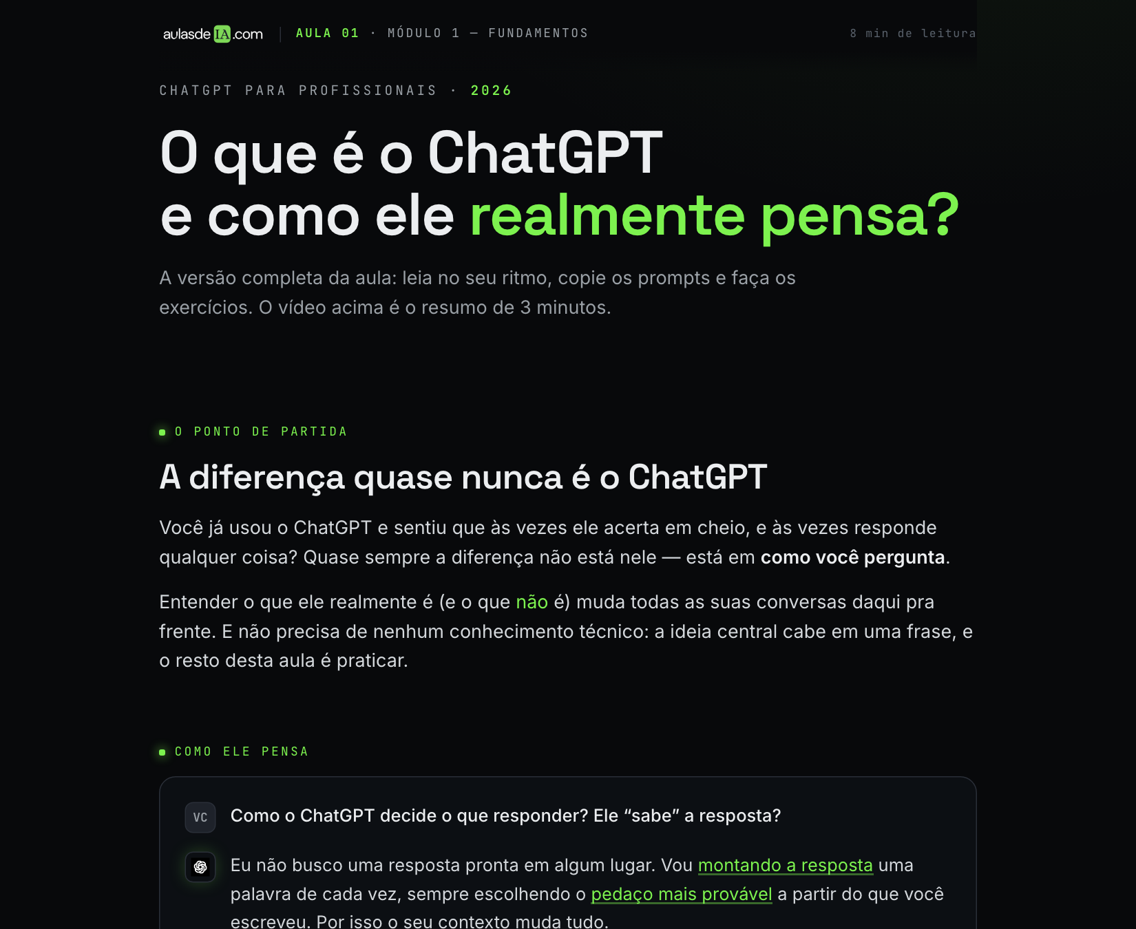 Vista de una lección del curso dentro de la plataforma AIClases
