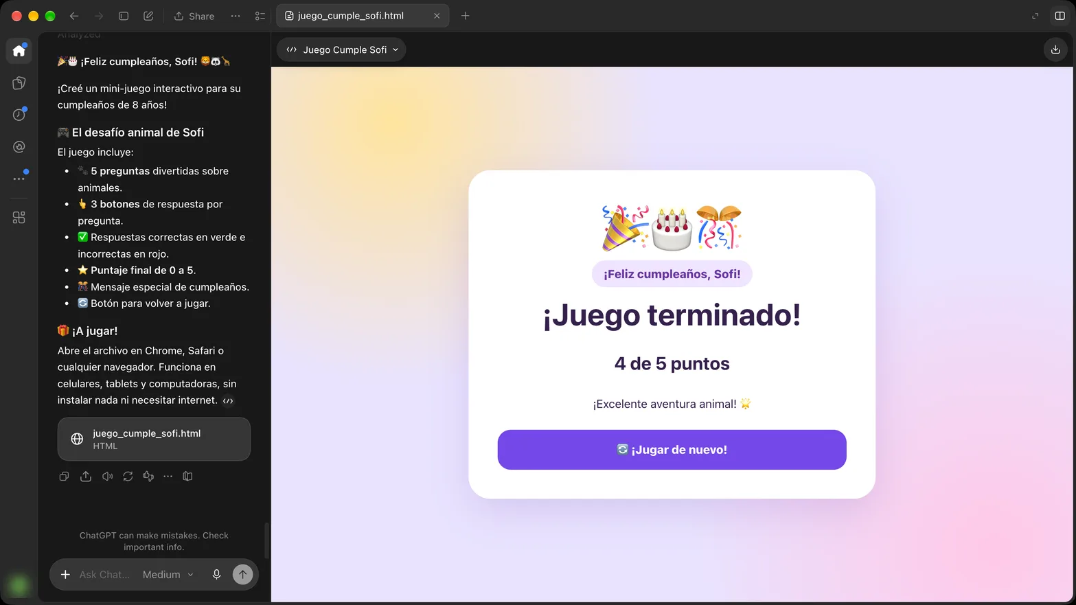 Un juego con botones
