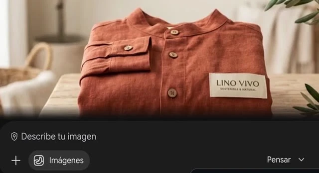 Crea una foto publicitaria para Lino Vivo con Gemini