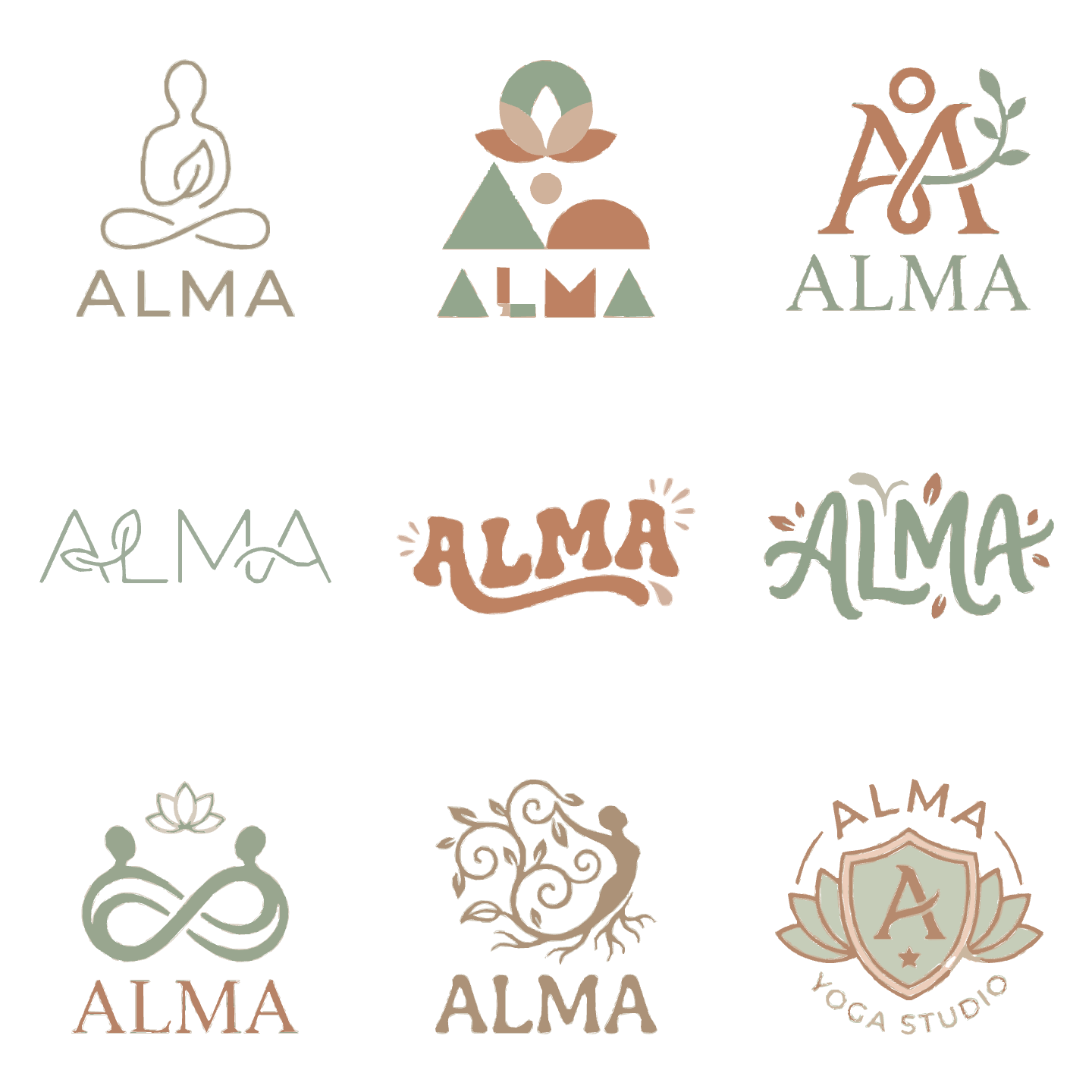 Nueve propuestas de logo para Yoga · ALMA