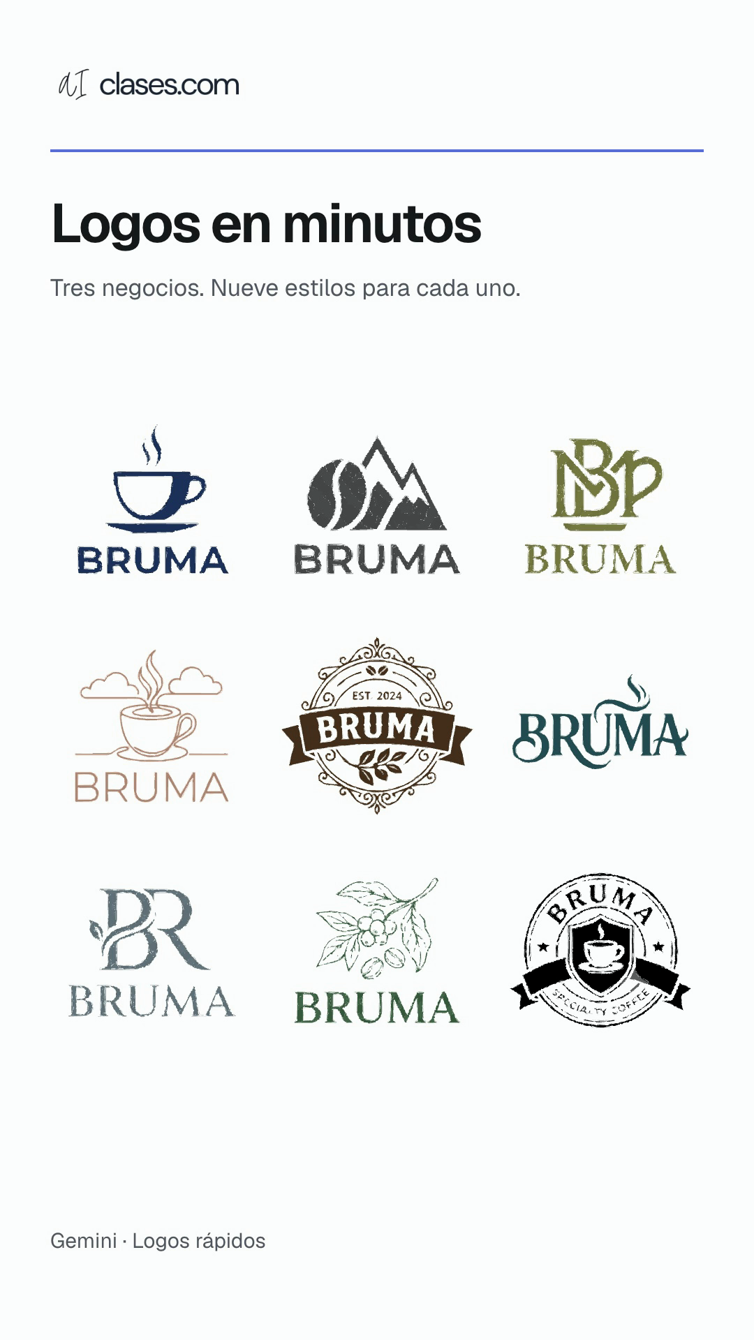 Ejemplos de logos creados con Gemini